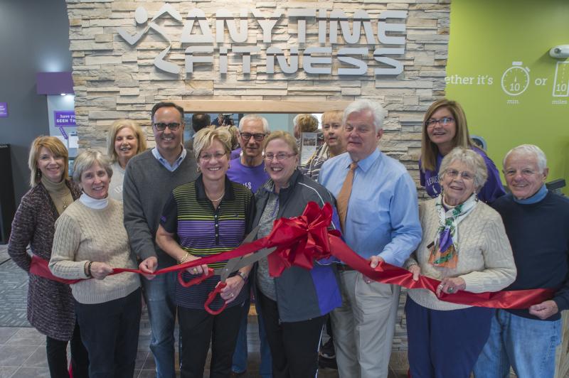 Shown in back are (l-r) Betsy Reamer, Lewes chamber executive director; member Kathy Mentzer; member Jeff Cordiano; Lewes resident MaryAnn Etu; and member Pamela Rankin. In front are Lewes Councilwoman Bonnie Osler; Sen. Ernie Lopez; Sharon Padbury, Anytime Fitness co-owner; Jackie Sullivan, Anytime Fitness co-owner; Lewes Mayor Ted Becker; Lewes resident Barbara Vaughan; and Lewes Councilman Dennis Reardon. DENY HOWETH PHOTO